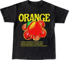 Orange Graphic Print Shirt For Streetwear, Orange Graphic T-shirt For Streetwear, Orange Graphic Tee For Streetwear, Orange Graphic Design T-shirt For Streetwear, Orange Short Sleeve T-shirt With Text Print, Orange Cotton T-shirt With Text Print, Orange Relaxed Fit T-shirt With Text Print, Orange Cotton Pre-shrunk T-shirt, Pre-shrunk Orange Cotton T-shirt