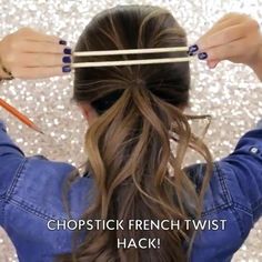 Chopstick French twist hack @mwhairstyles Chopstick Hair, French Twists, Tousled Hair, Easy Hair Updos, Up Dos For Medium Hair, Updos For Medium Length Hair, Sisterlocks, Scene Hair