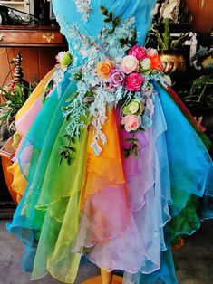 Garden Wedding Dress, Image Halloween, Rainbow Fairies, Colorful Dress