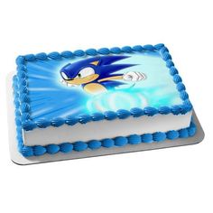 a sonic the hedgehog cake with blue icing