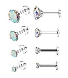 PRICES MAY VARY. 【Labret Piercing Jewelry】4 Pairs Labret Studs, Can Be Used as Labret Jewelry, Monroe Piercing Jewelry, Medusa Piercing Jewelry, Lip Rings, Cartilage Stud Earrings, Tragus Stud Earrings, Helix Piercing Jewelry, Conch Piercing Jewelry Studs and Nose Studs 【Quality Material】316L Stainless Steel Labret Piercing with Shiny CZ, Hypoallergenic, Nickel-free and Lead-free, Comfortable and Safe for Sensitive Skin 【Size】CZ Size:2/3/4/5mm, 16G=1.2mm, 6mm Post Length, Beautiful and Moving En Forward Helix Piercing Jewelry, Monroe Piercing Jewelry, Medusa Piercing Jewelry, Cartilage Helix Piercing, Conch Piercing Jewelry, Monroe Piercings, Labret Jewelry, Forward Helix Piercing, Helix Piercing Jewelry