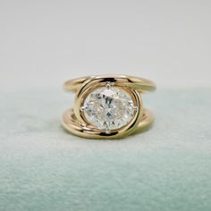 a gold ring with a white diamond in the center