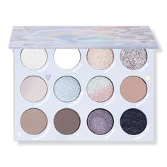 Cloud 9 Pressed Powder Palette - ColourPop | Ulta Beauty Cool Neutrals, Colourpop Eyeshadow, Powder Palette, Silvery Blue, Makeup For Black Skin, Unique Makeup, Silver Cloud, Rainbow Glitter, Warm Undertone