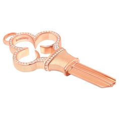 This beautiful new version of our Gothic Tre’fle Key is cast in 14 karat gold and set with sparkling white diamonds set completely around the key and is beautifully detailed with a modern brushed texture. Our customized key can be cast in 14 karat rose gold, yellow gold, or white gold. Our fine jewelry keys can be custom made to fit your lock or may be ordered as an uncut key. MORE ABOUT US: Our company was born from a concept and vision that ordinary keys could be extraordinary keys! What makes Luxury Gold Jewelry With Keys, House Key Necklace, Diamond Key Pendant, Gold Key Necklace, Vintage Gold Key Necklace, Key Pouch, Wooden Jewelry Boxes, Key Pendant, New Version