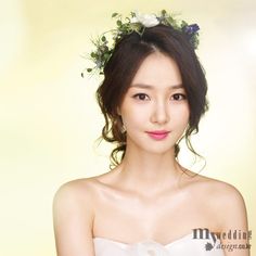 My wedding_ Like a Flower Wedding Floral Crown, Makeup Korean Style, Makeup Korean, Natural Wedding Makeup, Bridal Makeup Looks