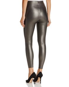 Commando - Perfect Control Faux Leather Leggings Sleek Metallic Bottoms, Sleek Fitted Metallic Bottoms, Fitted Metallic Leggings For Fall, Chic Fitted Metallic Leather Pants, Chic Metallic Leather Pants For Fall, Metallic Pants For Workwear In Fall, Metallic Pants For Fall Workwear, Chic Tight Leather Bottoms, Metallic Bottoms For Workwear In Fall