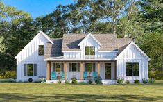 this is an artist's rendering of the farmhouse style house plans for small homes