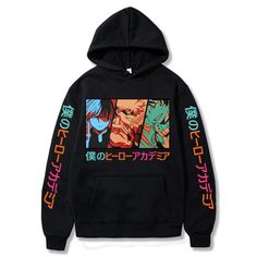 Todoroki Bakugou Deku, Todoroki Bakugou, Outfits Anime, Harajuku Hoodie, Baseball Hoodie, Graphic Print Sweatshirt, Bakugou Katsuki, Hoodie Jumper, Shein Outfits