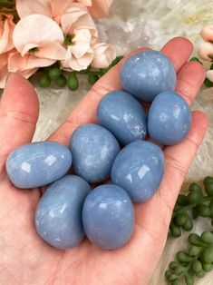 large-angelite-tumble Spiritual Tumbled Crystals For Meditation, Blue Mineral Crystal For Healing, Angelic Realm, Crystal Meanings, Healing Energy, Rock Hounding, Tumbled Stones, Vibrant Blue, An Angel