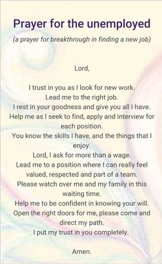 prayer for the unemployed person in your life with images and text