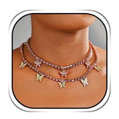 PRICES MAY VARY. Rhinestone choker necklace is made of alloy,it is high quality and not easy broken,if you wear it,you can feel it is soft and comfortable Butterfly pendant necklace is not easy to knot and convenient to wear.The size is 14.17in+2.36in extender chain,you can adjust the length of necklace freely by yourself Sparkly crystal necklaces are classic and fashionable design,mainly composed of rhinestone chain and butterfly pendant Pink rhinestone necklaces chains are the perfect gift for Necklaces Pink, Prom Necklace, Butterfly Choker, Prom Necklaces, Rhinestone Choker Necklace, Pink Sparkly, Rhinestone Chain, Crystal Pendant Necklace, Crystal Necklaces