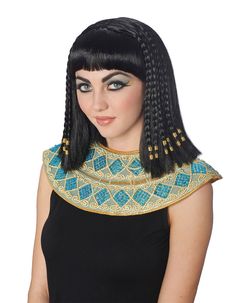 PRICES MAY VARY. This item is Imported. Hand Wash Only Egyptian Cleopatra wig with braids with gold metallic ties Washable and easy to style Cleopatra Outfit, Cleopatra Wig, Egyptian Goddess Costume, Yarn Wig, Wig Party, Braided Wig, Halloween Fancy Dress, Black Wig, Short Bob Wigs