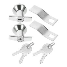 four different types of door handles and keys