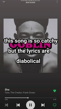 an app with the caption for music player on it, which reads this song is so