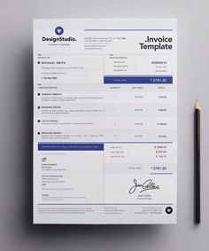 an invoice template with a pencil next to it