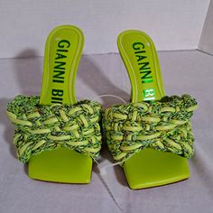 Gianni Bini Green Bibby Woven Leather Corded, Square Toe Sandal.Leather Upper, Size 5. Nwob. Green Closed Toe Heels For Vacation, Casual Green Square Toe Sandals, Green Synthetic Sandals With Square Toe, Green Square Toe Sandals For Party, Green Square Toe Sandals For Spring, Green Synthetic Square Toe Sandals, Green Square Toe Synthetic Sandals, Green Open Heel Vacation Heels, Casual Green Sandals For Party