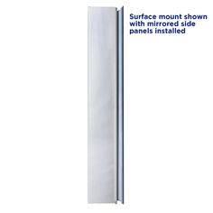 an image of a tall white pole with the text surface mount shown with mirrored side panels installed