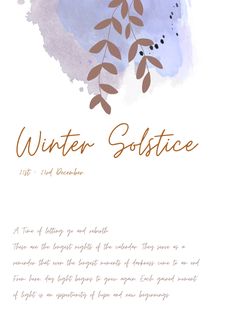 the front cover of winter solstice, with an illustration of leaves on it