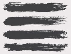 four different black paint strokes on a white background, each painted in different colors and sizes