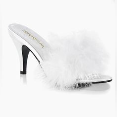 Heels Perfect For A Bachelorette Night Out, Hendo, Or Honeymoon! Never Been Worn. Experience Timeless Glamour With The Amour-03 Classic Marabou Slippers From Fabulicious. These Stunning Slides Feature A 3-Inch Heel And Luxurious Marabou Feather Detailing That Adds A Touch Of Elegance To Any Outfit. Perfect For Weddings, Proms, Or Any Special Occasion, These Shoes Are Designed To Keep You Comfortable And Stylish All Day And Night. Step Out In Confidence And Turn Heads With The Amour-03 Classic Ma Fluffy Heels, Alternative Shoes, Festival Shoes, Heels White, Striped Shoes, Punk Boots, Pleaser Shoes, Light Up Shoes, High Heel Mules