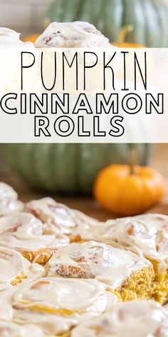 pumpkin cinnamon rolls with icing on top