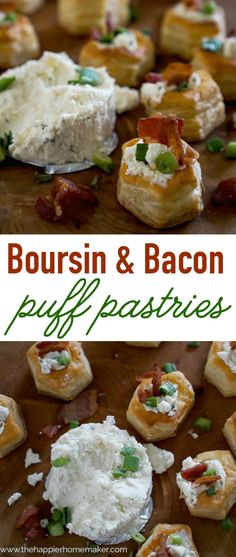 bacon puffs with cream cheese and green onions on top are the perfect appetizer for any party