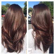 Chocolate Highlights, Highlights Ideas, Hair Dark, Hair Ombre, Caramel Highlights, Long Layered Haircuts, Trendy Hair