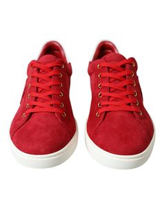 Step into style with these brand new, 100% Authentic Dolce & Gabbana low-top sneakers for men. These sneakers epitomize luxury with their exquisite goat and calf leather construction. The bold red and white color palette makes a striking statement, while the comfortable rubber sole and classic lace-up closure ensure practical wearability alongside the chic design. These Italian-made sneakers are finished with the iconic logo, a testament to their unmatched quality. Material: 82% Goat Leather 18% White Leather Sneakers, Elegant Red, Dolce E Gabbana, Low Top Sneakers, Goat Leather, Dolce And Gabbana Man, Red Suede, Suede Sneakers, Seychelles