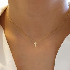 Diamond Cross Necklace in 14K Yellow White or Rose Gold | Etsy Belgium Dollar For Gold Chain, Rose Gold Cross Pendant Necklace In Fine Jewelry Style, Rose Gold Cross Pendant Necklace, 14k Rose Gold Cross Pendant Jewelry, Fine Jewelry Rose Gold Cross Pendant, Rose Gold Cross Pendant Fine Jewelry, Rose Gold Cross Necklace In Fine Jewelry Style, Rose Gold Cross Necklace Fine Jewelry, Fine Jewelry Rose Gold Cross Necklace