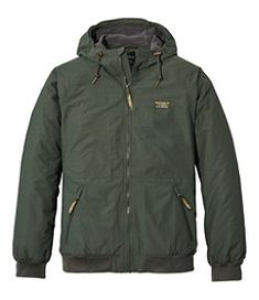 #LLBean: Men's Insulated 3-Season Bomber Hooded Jacket Hooded Jacket Men, Recycled Polyester Fabric, Mens Outerwear, Ll Bean, Light Jacket, L L Bean, Puma Jacket, Front Zipper, Hooded Jacket