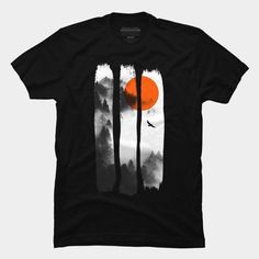 Scenic forest T-Shirt ZNF08 Creative T Shirt Design, T Shirt Painting, Tshirt Design Inspiration, Shirt Design Inspiration, Shirt Print Design, Creative Tshirt, Tee Shirt Designs, Tee Shirt Homme, T Shirt Diy