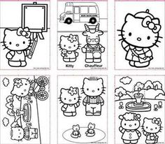 hello kitty coloring pages for kids to color and print on the back of their books