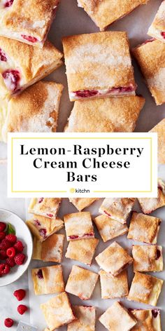 lemon raspberry cream cheese bars on a table