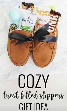 the cozy treat filled slippers gift idea