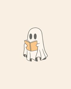 a ghost reading a book while sitting down