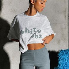 Never Worn - Very Oversized Fit Oversized Gray Tops With Slogan, Oversized Gray Slogan Tops, White Fox T Shirt, White Fox Tops, White Fox Boutique Hoodies, White Fox Tshirt, White Fox Oversized Tshirt, White Fox Boutique Sweatshirt, Fox Shirt