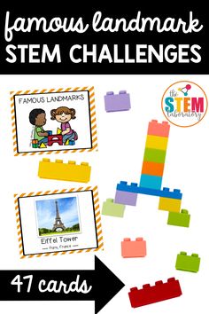 Can your kids build the Eiffel Tower, the Great Wall of China AND the Empire State Building in one afternoon?! These 47 STEM challenge cards use real pictures of famous landmarks from around the world to inspire kids to build those three sites and so many more. Math Fact Games, Steam Lab, 120 Chart, Science Week