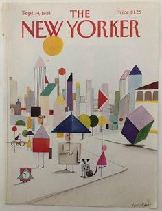 the new yorker magazine cover with an image of a dog and some buildings in the background