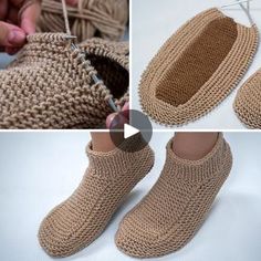 there are pictures of crocheted slippers being made