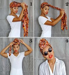 Natural healthy hair tips for those who wants to see long lasting hair growth. Get in the habit of doing certain things daily that would help grow the hair Tie A Turban, African Head Scarf, Head Scarfs, Tie A Scarf, Head Wraps For Women, Head Wrap Styles, Hair Wrap Scarf, Hair Scarf Styles, Mode Turban