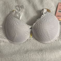 New Beautiful Sexy Extreme Push Up 34b Juice Couture In White White Padded Bra For Party, Party White Bra With Lace Closure, White Party Bra With Lace Closure, White Underwire Bra With Lined Body, White Push-up Bra For Party, White Padded Push-up Bra, Juice Couture, Girl Shopping, Bra Sets