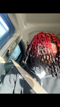 dyed dreads Dreads Dyed Tips, Reverse Dye Dreads, Red And Blonde Dreads, Reverse Dyed Locs, Reverse Ombre Locs, Red Hair Ends, Died Dread Locks, Dyed Dreads Men, Dreads Red Hair