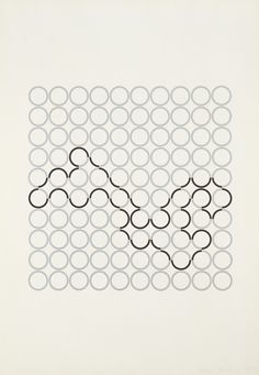 an abstract drawing with circles on white paper