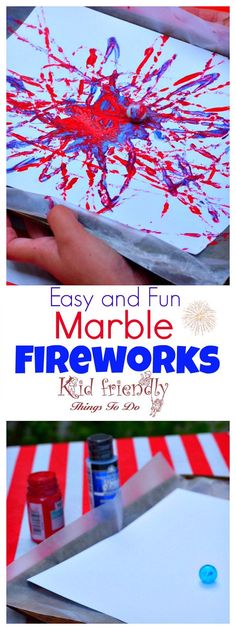 an easy and fun marble firework art project for kids