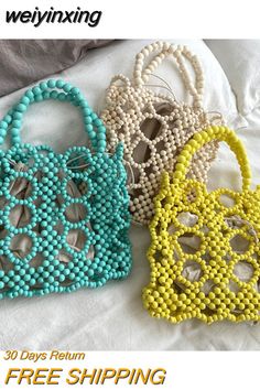 Trendy Beaded Shoulder Bag For Beach, Trendy Beaded Shoulder Bag For The Beach, Square Beaded Shoulder Bag For Beach, Trendy Beaded Beach Bags, Summer Beaded Bucket Bag, Spring Vacation Beaded Bags, Summer Beaded Pouch Bag, Beaded Shoulder Bag For Daily Use In Summer, Summer Beaded Shoulder Bag For Daily Use