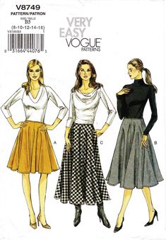 two women's skirts and top sewing pattern