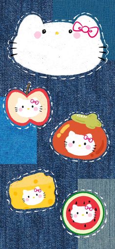 an image of hello kitty stickers on the back of a pair of denim jeans