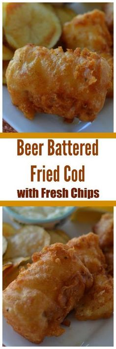 beer battered fried food with fresh chips