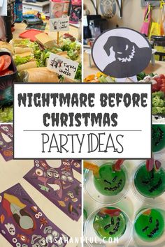 there are many different pictures with words on them that say nightmares before christmas party ideas