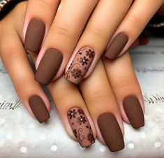 Nail Options, Easy Elf, Brown Nails Design, Trending Nails, Fall Gel Nails, Fall Nail Art Designs, Christmas Nails Acrylic, Nail Styles